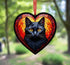 Black Cat Stained Glass Effect Heart Suncatcher